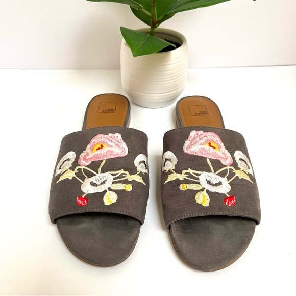 Suede & Embroidered Slides Size 7.5 •Nordstroms 14th & Union - Picture 3 of 9